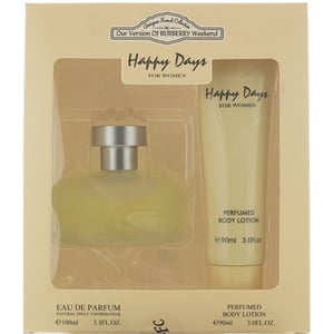 Designer French Collection Happy Days Gift Set 100ml EDP Spray + Body Lotion 90Ml