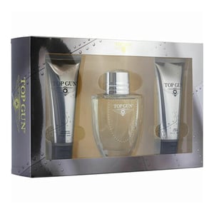 Top Gun Chevron Gift Set 100ml EDT Spray + Hair & Body Wash 100ml + Aftershave Balm 100ml