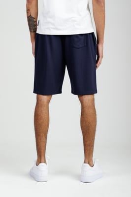 Navy Soft Jersey Shorts With Middle Seam And Drawstring Waist