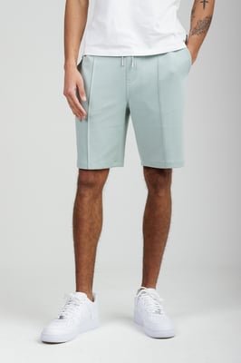 Light Green Soft Jersey Shorts With Middle Seam And Drawstring Waist