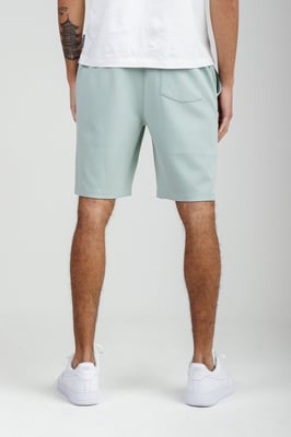 Light Green Soft Jersey Shorts With Middle Seam And Drawstring Waist