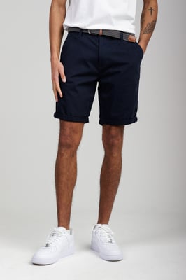 Navy Cotton Belted Chino Shorts