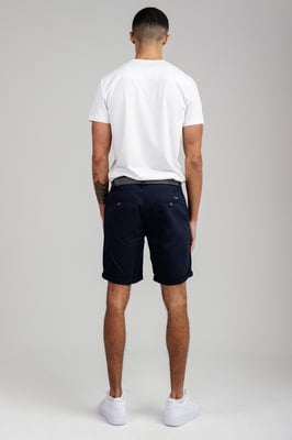 Navy Cotton Belted Chino Shorts