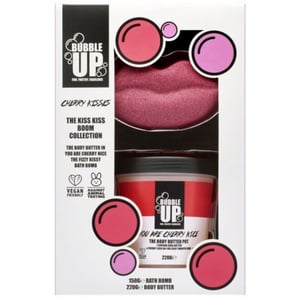 Bubble Up Kiss Kiss Boom Gift Set 150g Fizzy Kissy Bath Fizzer + 200g Cherry Nice Body Butter