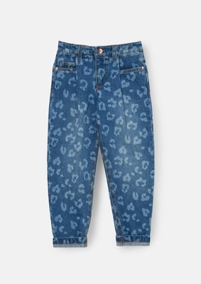 Kendal Leopard Denim Barrel Leg Jean