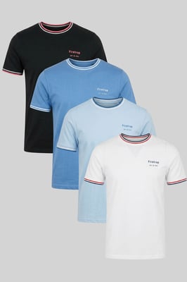 Multi 4 Pack Regular Fit Cotton Crew T-Shirts