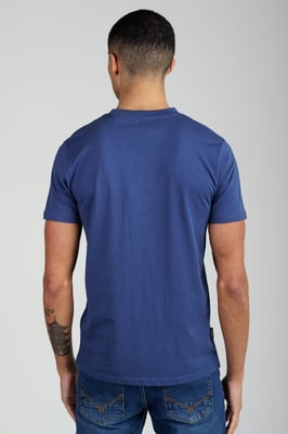 Dark Blue Regular Fit Cotton Graphic Crew T-Shirt