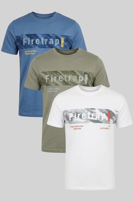 Multi 3 Pack Regular Fit Cotton Graphic Crew Neck T-Shirts