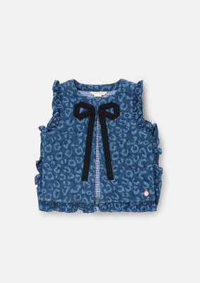 Petra Leopard Denim Gilet