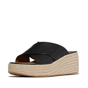 FitFlop Platfforms espadrille leather wedge cross slides
