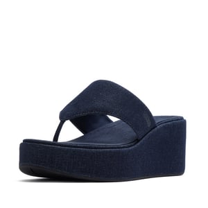 FitFlop Platfforms denim wedge toe-post sandals