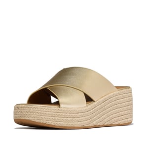 FitFlop Platfforms espadrille leather wedge cross slides