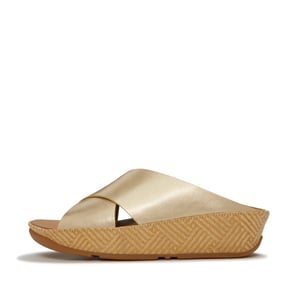 FitFlop Lulu lux graphic-weave leather cross slides