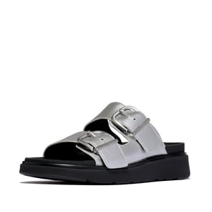 FitFlop Gen-ff buckle tumbled-leather two-bar slides