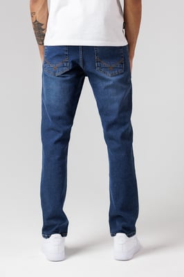 Mid Navy Straight Leg Cotton Rich Jeans