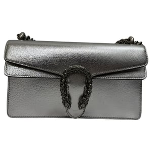 Gucci Small Dionysus Shoulder Bag in Silver Leather