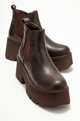 Clen Leren Platform Chelsea Boot