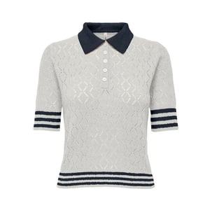 Only Onlsunny ss pointelle polo knt off-white