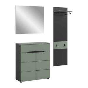 Furnilux Garderobecombinatie in smoke green stijlvolle entree met spiegel en ladekast
