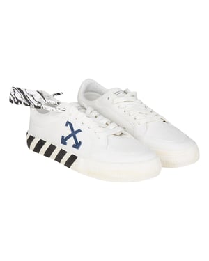 Off-White Low Vulcanized Eco Canvas Sneakers - White Navy Blue