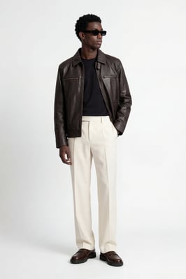 Reece Harrington Leather Jacket in Brown