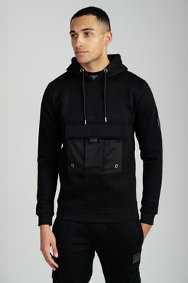 Black Long Sleeve Utility Pocket Hoody