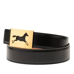 Pre-owned Box Calf Horse Buckle Belt