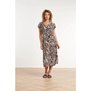 Smashed Lemon Zomerse maxi-jurk met v-hals en palmprint |
