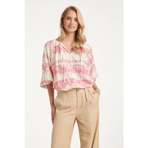 Smashed Lemon Luchtige blouse met roze tie-dye print |