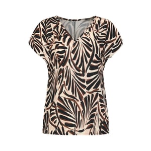 Smashed Lemon V-hals top met grafische palmprint in bruin en beige |