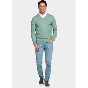 Bos Bright Blue Pullover heren cotton v-neck regular fit 618100cct-13/725