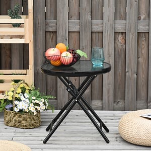 4goodz Bistrotafel rond met glasplaat 45 cm -