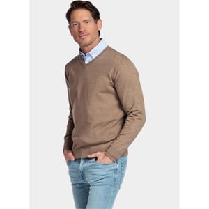 Bos Bright Blue Pullover heren cotton v-neckregular fit zand 618100cct-13/865