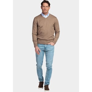 Bos Bright Blue Pullover heren cotton v-neckregular fit zand 618100cct-13/865