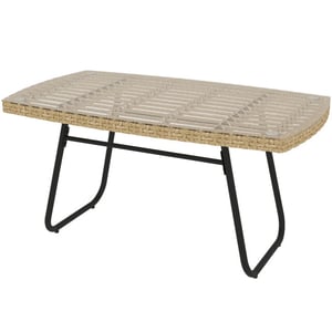 4goodz Bijzettafel polyrattan met glasplaat 90x50 cm -