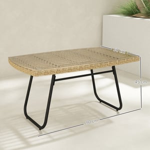 4goodz Bijzettafel polyrattan met glasplaat 90x50 cm -
