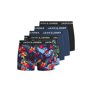 Jack & Jones Heren boxershorts effen trunks jacozzie 5-pack donkerblauw/zwart gebloemd/effen