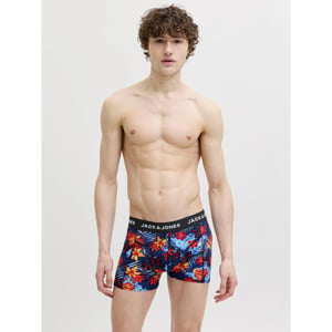 Jack & Jones Heren boxershorts effen trunks jacozzie 5-pack donkerblauw/zwart gebloemd/effen