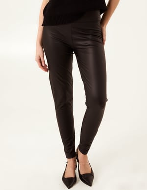 Black High Waist PU Elasticated Leggings