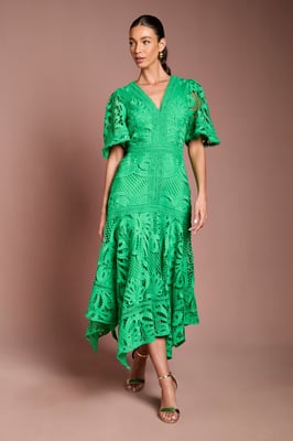 Placement Lace Hanky Hem Dress
