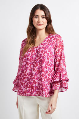 Floral Flute Sleeve Top