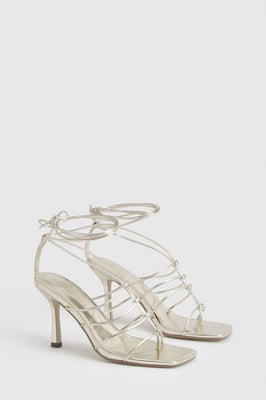 Square Toe Strappy Caged Detail High Heel
