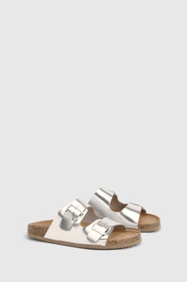 Double Buckle Footbed Sliders