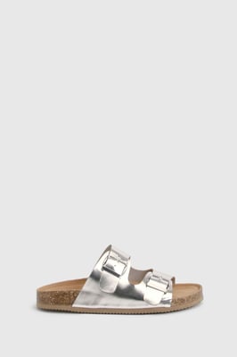 Double Buckle Footbed Sliders
