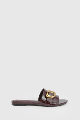 Gold Buckle Detail PU Slider