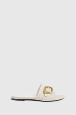 Gold Buckle Detail PU Slider