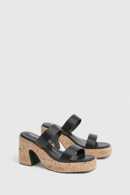 Wide Fit Cork Double Strap Platform