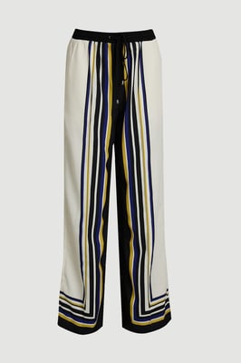 Contrast Stripe Twill Woven Wide Leg Trouser