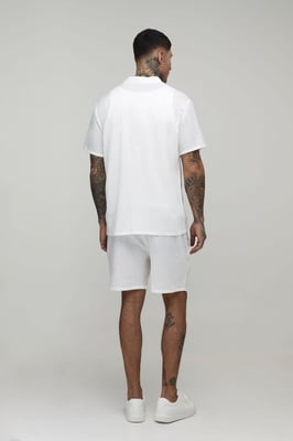 Tall Holiday Linen Blend Regular Shirt & Relaxed Short Set