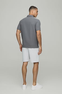 Regular Fit Pleated Short Sleeve Zip Neck Polo